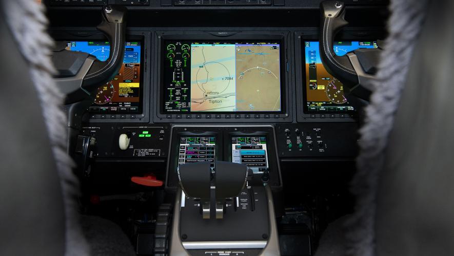 A Garmin autothrottle is pictured in the cockpit of a Citation M2 Gen2